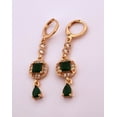 thumbnail image 3 of Emerald & Topaz Gold Dangle Earrings, 3 of 6