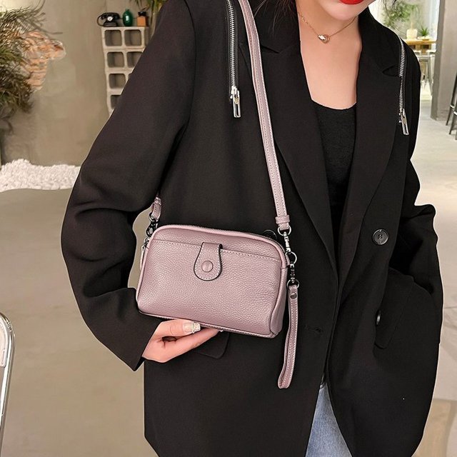 Bolso bandolera de piel de vaca de primera capa, bolso para teléfono móvil para mujer, moderno, informal, combinable con todo