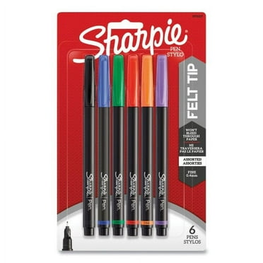 2Pc Sharpie Water-Resistant Ink Porous Point Pen, Stick, Fine 0.4 mm, Assorted Ink and Barrel Colors, 6/Pack (1976527)