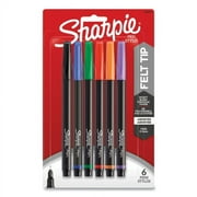 Sharpie Water-Resistant Ink Porous Point Pen, Stick, Fine 0.4 mm, Assorted Ink and Barrel Colors, 6/Pack