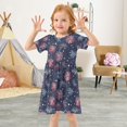 thumbnail image 3 of FORMRS Girls Short Sleeve Dress Summer Casual Round Neck A-line Beach Sundress, Sizes 2T-8T, Red and Blue Fireworks Pattern, 3 of 8