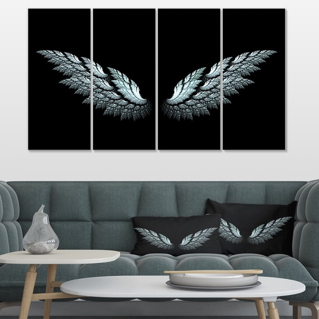 Angel Wings on Black Background - Abstract Canvas Art Print