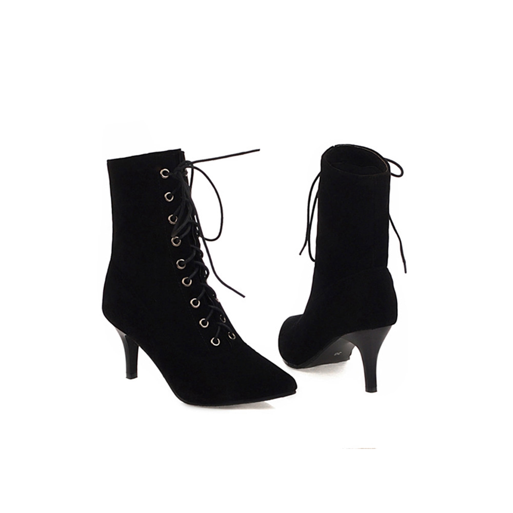Black lace up stiletto booties clearance