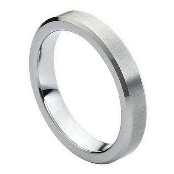 4mm Tungsten Carbide Beveled Edge Satin finish Wedding Band Ring For Men Or Ladies