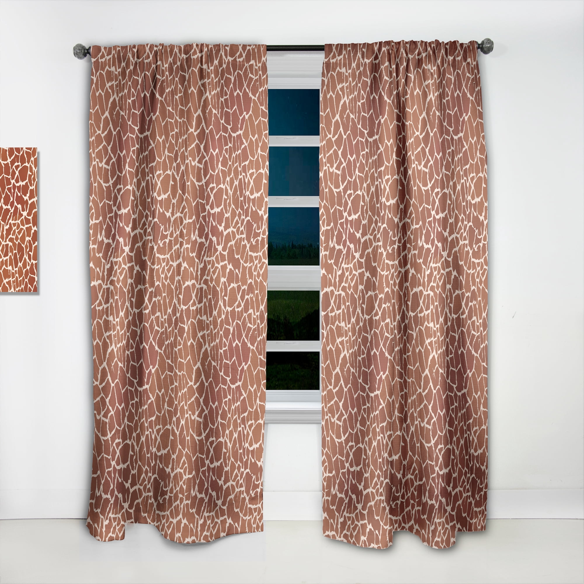Designart 'Leopard Fur Safari Pattern I' Mid-Century Modern Curtain Panel