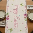 thumbnail image 5 of Easter Bunny Table Runner, Spring Flower Daisy Tulips Vintage Leaves Washable Cotton Linen Table Runners 120 Inches Long, Dresser Scarf Runner for Dining/Living Room/Kitchen/Square Tables 13''x120'', 5 of 9
