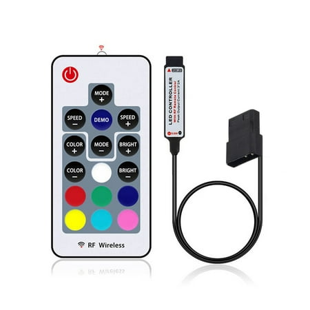 

Nitouy PC Computer 12V 4 Pin RGB LED Strip Light Dimmer Wireless RF 17 Keys Controller