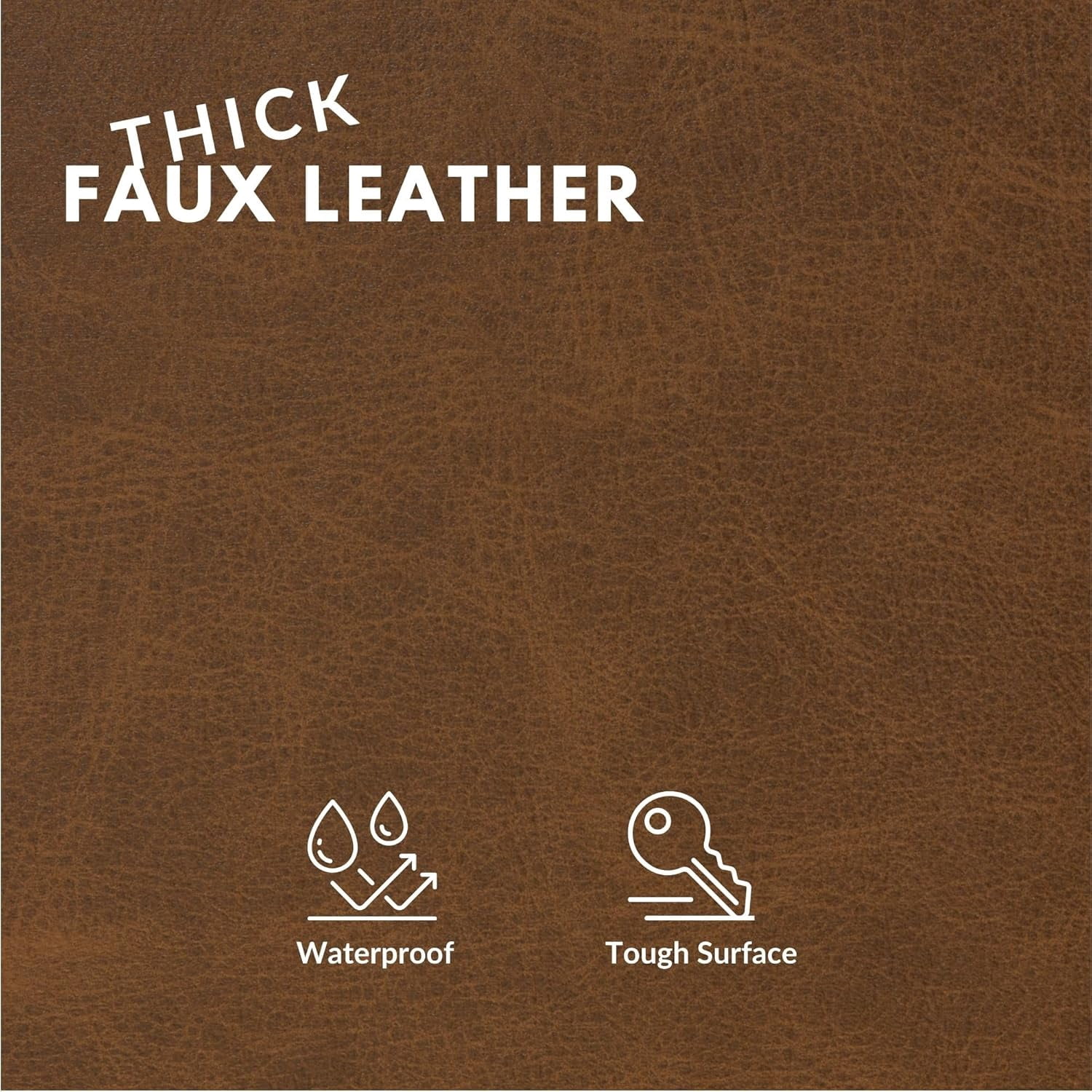 Faux Leather Fabric, Thick Durable Synthetic Repholstery Leather Vinyl, Soft Touch Distressed DIY and Craft Material - Cut by The Yard (Amber)