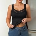 thumbnail image 4 of QGJZVUNL Womens Lace Trim V Neck Tank Tops Casual Sleeveless Summer Tees Slim Fit Vest Top Size L, 4 of 7