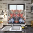 thumbnail image 4 of Yayeee Kitchen Curtains Tier Pair Light Filtering 27"x36" Rod Pocket Short Cafe Window Panel, Red Vibrant Flowers, 4 of 7