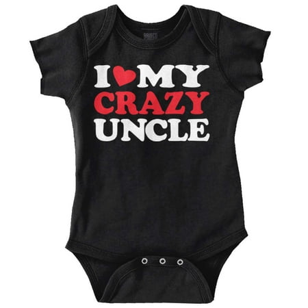 

Love Crazy Uncle Family Niece Nephew Romper Boys or Girls Infant Baby Brisco Brands NB