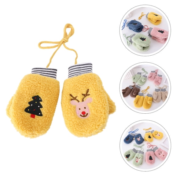 OFFIGAM Kids Cartoon Full Finger Gloves in Yellow Polar Fleece for Warmth and Comfort Perfect Gift for Toddlers