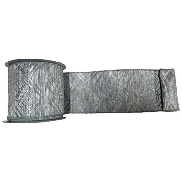 Vickerman Ruban de Noël Jacquard Géométrique Étain 6 Pouces