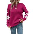 thumbnail image 3 of Suéteres de Cuello Redondo, Larga y Hombros Caídos con Estampado Floral para Mujer. Rosa Roja S, 3 of 10