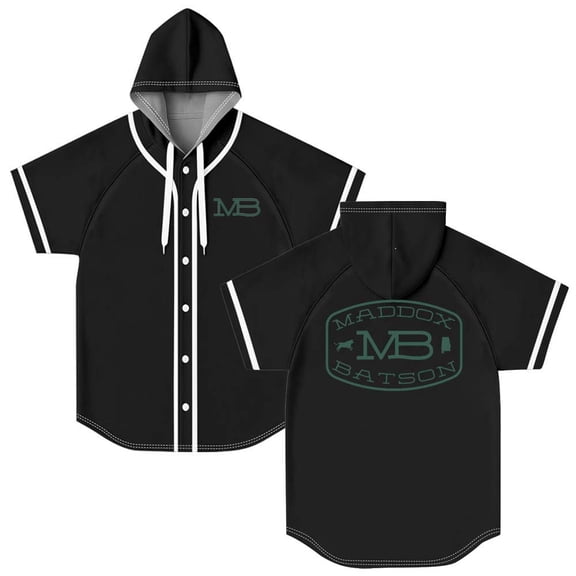 Maddox Batson MB Logo Merch Hooded Baseball Jersey Short Sleeve Shirt Women Men Crewneck Tee