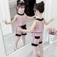 thumbnail image 3 of Jumpingount Verano banquete boda evento niñas cuello sin mangas camiseta pantalones cortos conjunto niños algodón Tops pantalones Kit conjuntos de ropa 150cm, 3 of 6