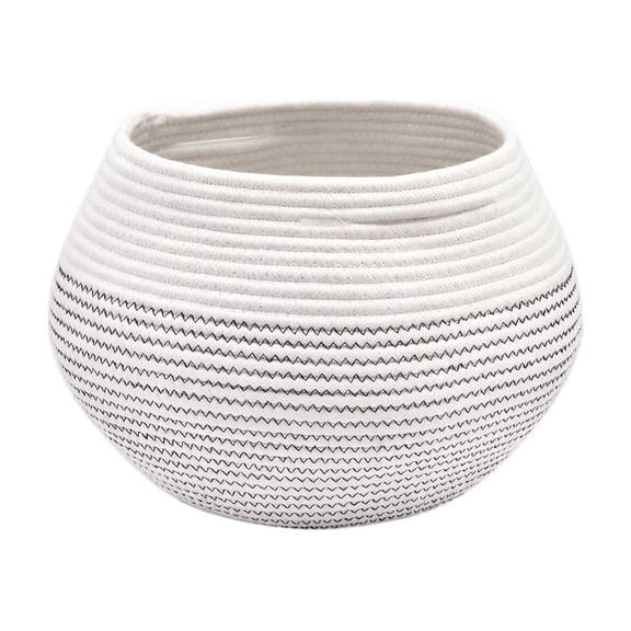 Round Cotton Rope Woven Storage Basket with Handles, Decorative Woven Baskets for Organizing Nursery, Laundry and Toys, Large Wicker Basket Style Home Decor Bin Cow Pattern