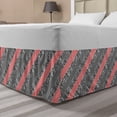 thumbnail image 1 of Abstract Bed Skirt, Diagonal Stripes and Squares Repeating Contemporary Layout, Elastic Bedskirt Dust Ruffle Wrap Around for Bedding Decor, 4 Sizes, Vermilion Charcoal Grey, by Ambesonne, 1 of 2