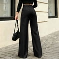 thumbnail image 4 of Yungyresw Dress Pants For Women Straight Wide Leg Solid Color Palazzo Pants Business Casual Trousers Office Work High Waist Pants Black M, 4 of 4