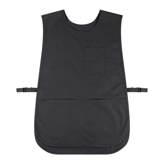 TOPTIE Cobbler Smock Apron Work Uniform Vest for Servers Sleeveless Unisex Jacket with Buckles, 28"L x 20"W-Black