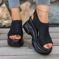 thumbnail image 6 of HomeDM Wedge Platform Sandals for Women Open Toe Ankle Strap Casual Slip-On Summer Beach Sandals, Black Size 5.5, 6 of 9
