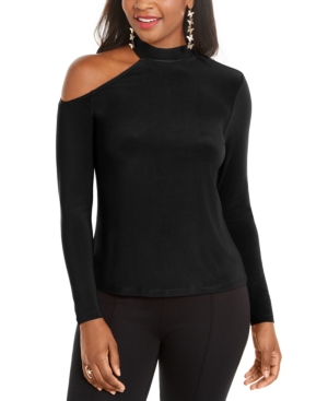cold shoulder mock neck top