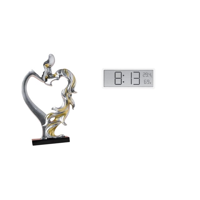Estatua de pareja,Figura de pareja besándose,regalo de boda moderno,Estatua de pareja besándose en el aniversario de San Valentín,Reloj de pared digital,Reloj de pared digital multifuncional