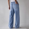 thumbnail image 6 of Women Washed Wide Leg Denim Pants, Casual Loose Fit Long Jeans with Side Pockets Blue-C XL(XL), 6 of 7