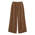 thumbnail image 6 of Xdegoge Palooza Wide Leg Pants Women Casual High Waisted Elastic Waist Trousers with Large Pockets Loose Fit Relaxed Lounge Summer Beach Bottoms, 6 of 6