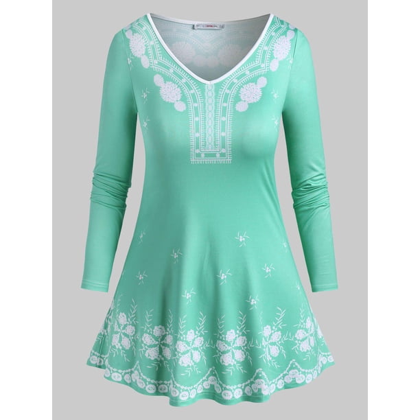 Talla grande Tallas de flores de manga larga. Rosegal Mangas largas de talla grande