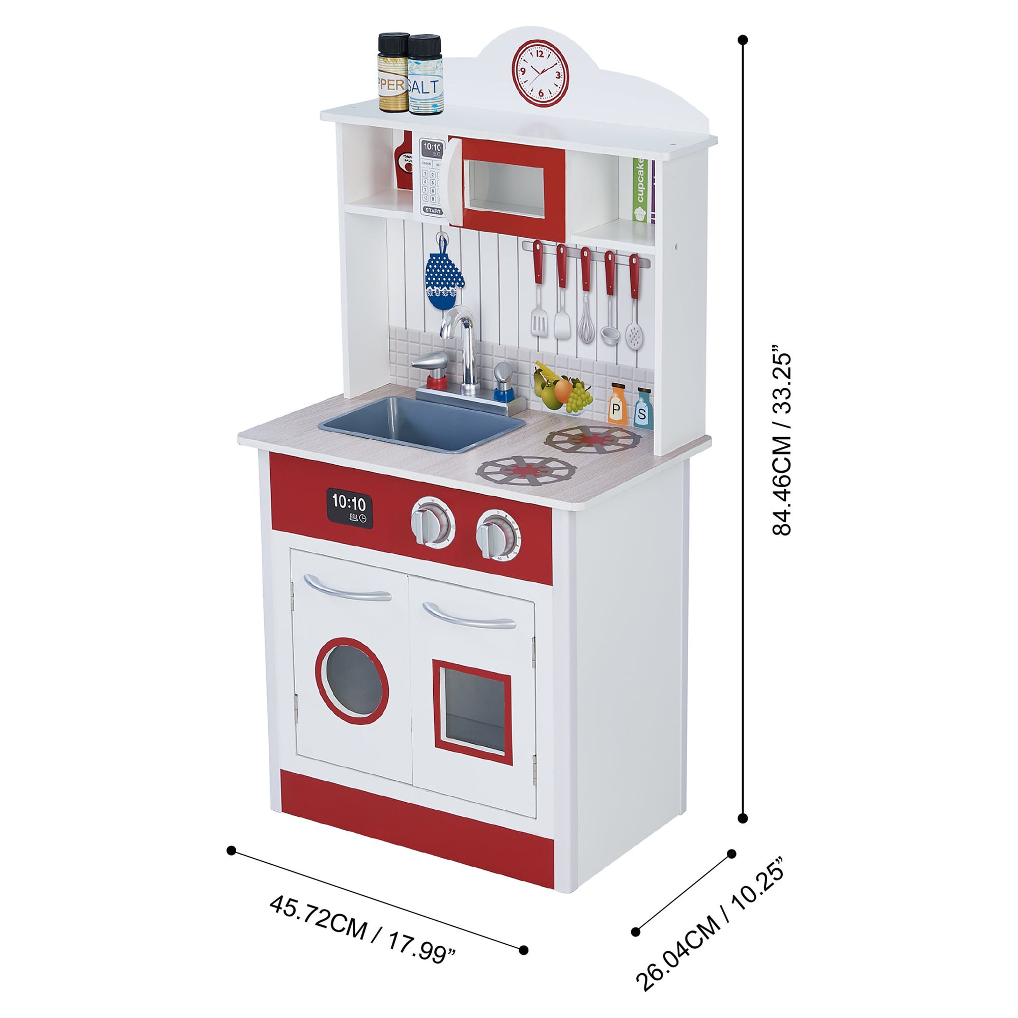 Teamson Kids Little Chef Madrid Classic Kids Kitchen Playset, Red/White - image 5 of 11