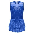 thumbnail image 3 of Alvivi Girls Sequin Tassel Dance Dress Latin Ballet Tango Rumba Dancewear Skirted Leotard Blue 8, 3 of 7