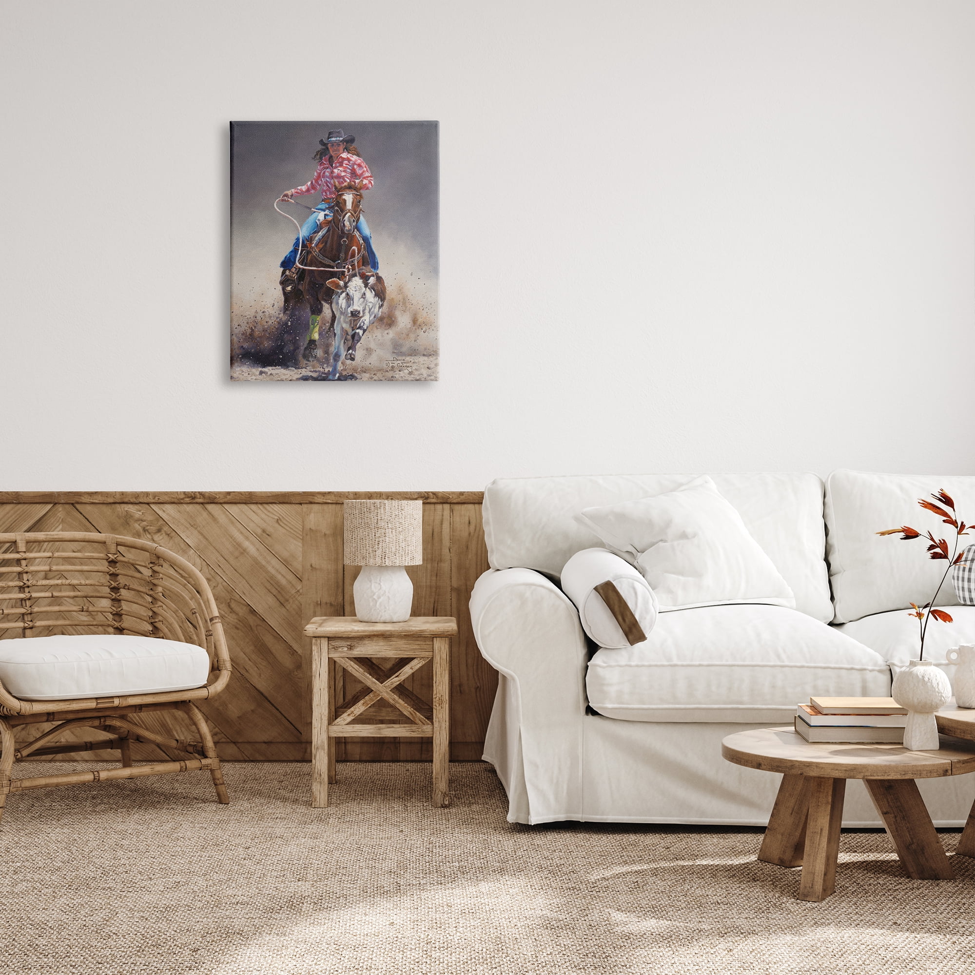 Stupell Industries Rodeo Cowgirl & Lasso Animals & Insects Painting Gallery Wrapped Canvas Print Wall Art, 24 x 30