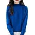 thumbnail image 1 of HongQid Chandails Femme Automne Hiver Chaud Doux Tricoté Ample Chandail Col Roulé Manches Longues, 1 of 5