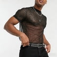 thumbnail image 6 of Men'S Glitter Mesh Sheer T Shirt Rave See Through Shirt Short Sleeve Top Tee, 6 of 8