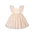 thumbnail image 1 of Robe Fille Beige à Pois Paillettes Manches à Volants Fête 10 Ans, 1 of 6