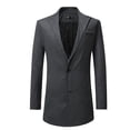 thumbnail image 2 of SMihono Men's Trendy Blazer Corduroy Jacket Suit Prom Wedding Long Sleeve Tuxedo Loose Solid Sports Business Pocket Work Office Lapel Collar Formal Button Front Stretch Suit Coat Dark Gray 12, 2 of 4