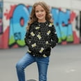 thumbnail image 3 of Xoenoiee Bee Honeycomb Print Girls's Cropped Sweatshirts Fall Sweaters Fashion Hoodies Half Zip Pullover Long Sleeve Shirts Clothes with Pocket, Size 5-6 Years, 3 of 7