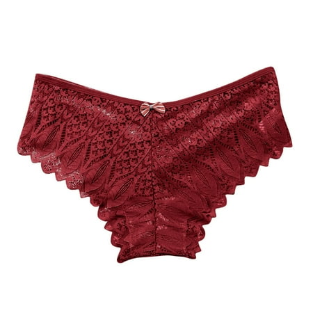 

XMMSWDLA Women s Sexy Cut Out Mesh Thongs Underwear Panties Lingerie G-String Lace Briefs Underwear Panties T String Thongs Knick Wine 3XL Womens Briefs