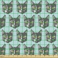 thumbnail image 2 of Ambesonne Cat Fabric by the Yard Upholstery, Grey Kitten Portrait Pattern, 10 Yards, Pale Blue and Grey, 2 of 5