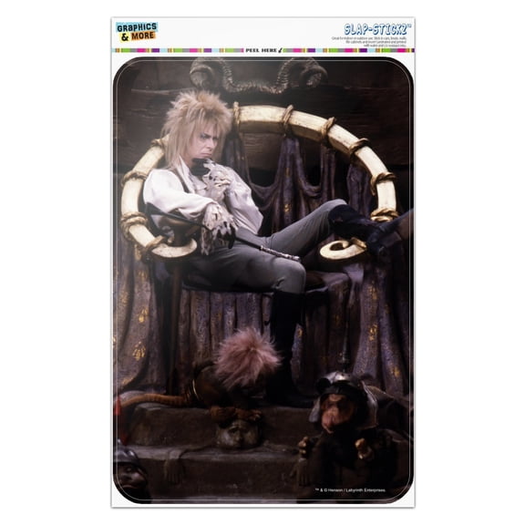 Goblin King Jareth From The Labyrinth Sitting On Throne David Bowie Home Business Office Sign - Window Sticker - 12" x 18" (30.5cm x 45.7cm)