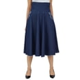thumbnail image 4 of Bimba Women's Clissic Chic Knee Length a-line Denim Skirt High Waist Skirts, 4 of 9