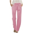 thumbnail image 2 of UP TO 50% OFF Toonshare Casual Womens Pants Plus Size Women's Casual Fashion Solid Color Drawstring Elastic Waist Straight-Leg Long Pants Pink S, 2 of 7