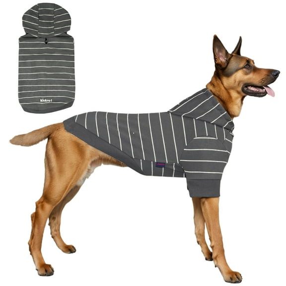 Kickred Dog Hoodie, Knitted Dog Sweater with Hat, Soft and Warm Dog Coat with Leash Hole, Fall Winter Autumn Striped Pet Clothes for Medium Large Cats Dogs