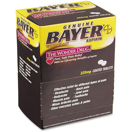 Bayer Aspirin Pain Reliever/Fever Reducer Coated Tablets, 325mg, 50