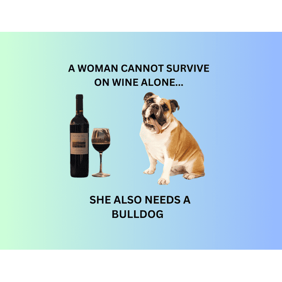 Bulldog Wine Lovers Flexible Refrigerator Magnet