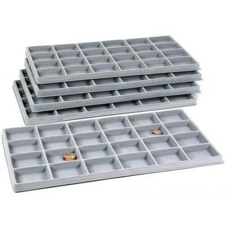 - 120 Slot Jewelry Coin Gray Showcase Display Tray Insert