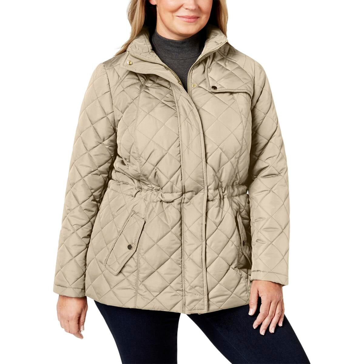 Charter Club - Charter Club | Quilted Zip-Front Jacket | Tan | Size 0X ...
