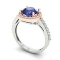 thumbnail image 2 of Clara Pucci 14K White/Rose Gold Solid Gold Tanzanite Solitaire with Accents Anniversary Ring for Women - 1.86 cttw Round Cut, 2 of 8