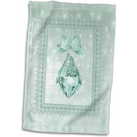 3D Rose Pastel Mint Crystal Look Ornament in Frame on Lights TWL_195819_1 Towel, 15" x 22"